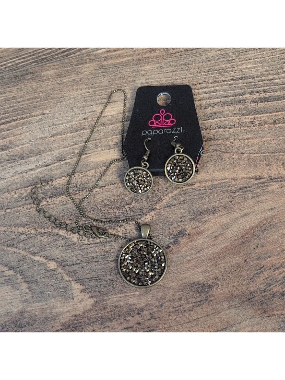 NWT Paparazzi Tarnished Gold and Brown Jewelry Set